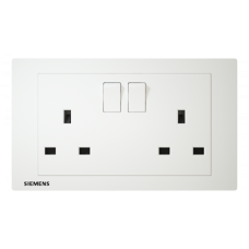Siemens 5UB13223PC01 13A Twin Gang Switched Socket with Indicator (White)